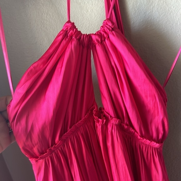 J. CREW Pink Halter Cutout Featherweight Satin Dress - Picture 6 of 10